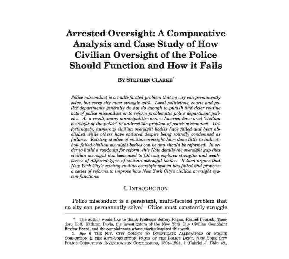 Evaluating different Civilian Oversight Models