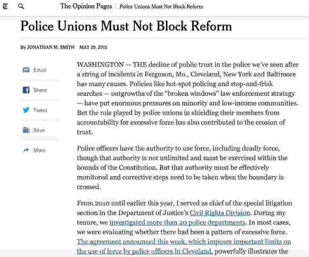 The role of police unions in blocking police reform