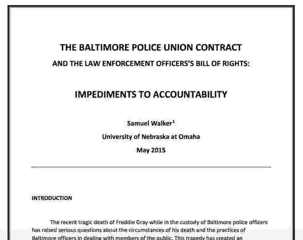 How Baltimore's police union contract impedes accountability
