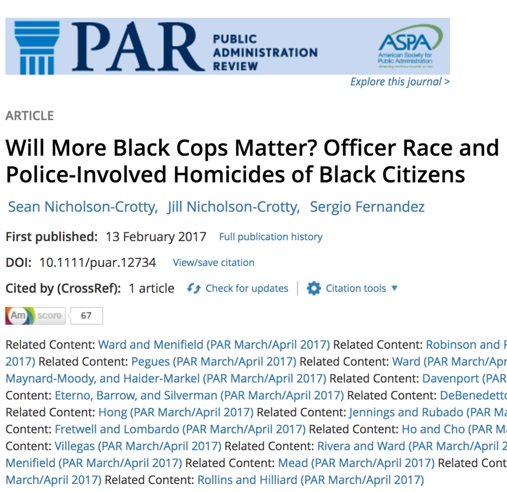 Fewer Black People are Killed by Police When Departments Are More Than 40% Black